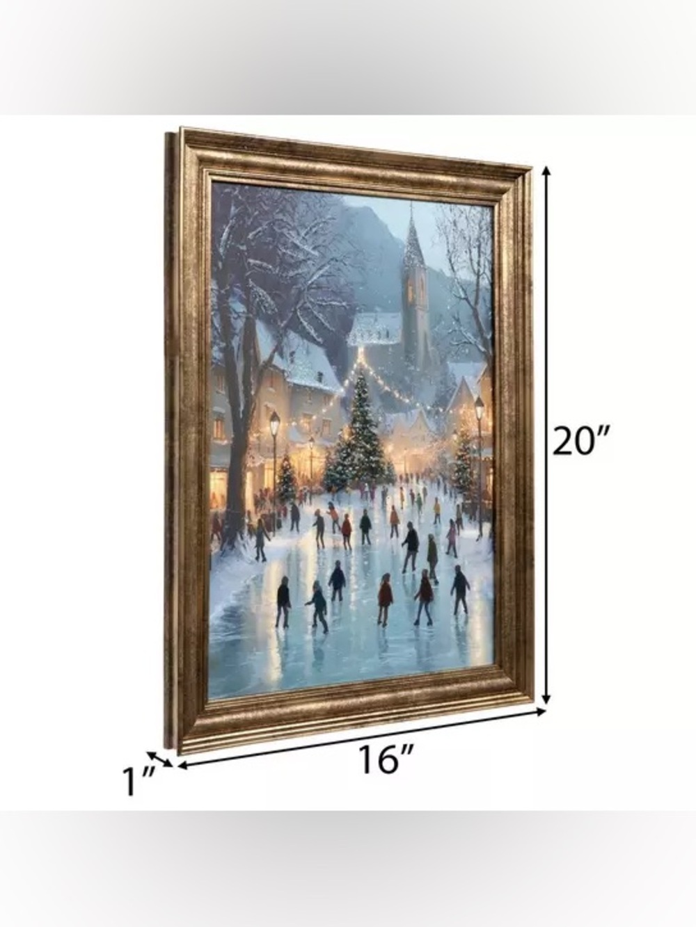 Ice Skating Christmas Village Wood Wall Decor - Picture 2 of 3